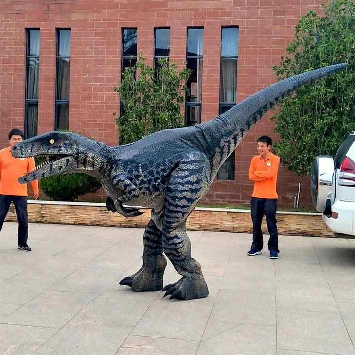 Disfraz mecánico de Velociraptor de simulación robótica